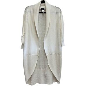 W by Worth Linen Blend Open Front Cardigan Duster White S